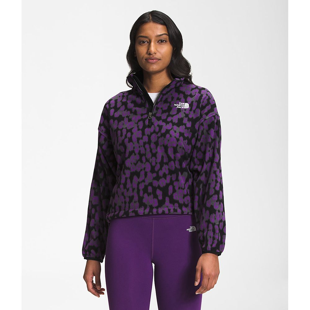 The North Face Fleece Jacket Womens Australia - The North Face Printed Tka Kataka ¼ Zip Purple Leopa